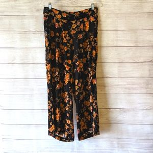 Kachel x Anthropologie size 6 Della floral black wide leg pants